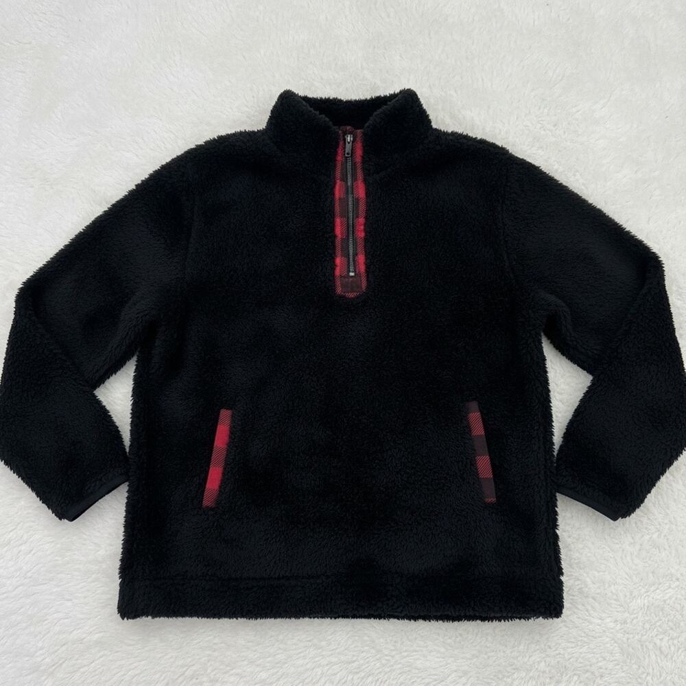 Maurices Women's Black Buffalo Plaid Quarter Zip Sherpa Pullover - Size L
 b13